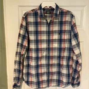Express Men's Casual Plaid Shirt in Blue and Red